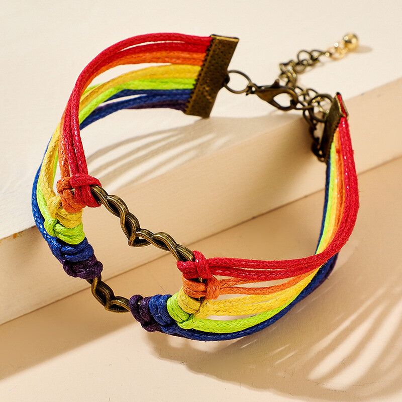 Pulsera De Unicornio Tejida Colorida Con Personalidad Pulsera De Múltiples Capas Con Corazón De Amor Ajustable Para Mujer