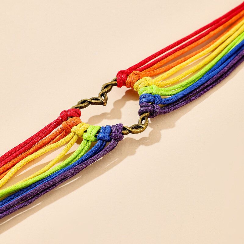 Pulsera De Unicornio Tejida Colorida Con Personalidad Pulsera De Múltiples Capas Con Corazón De Amor Ajustable Para Mujer