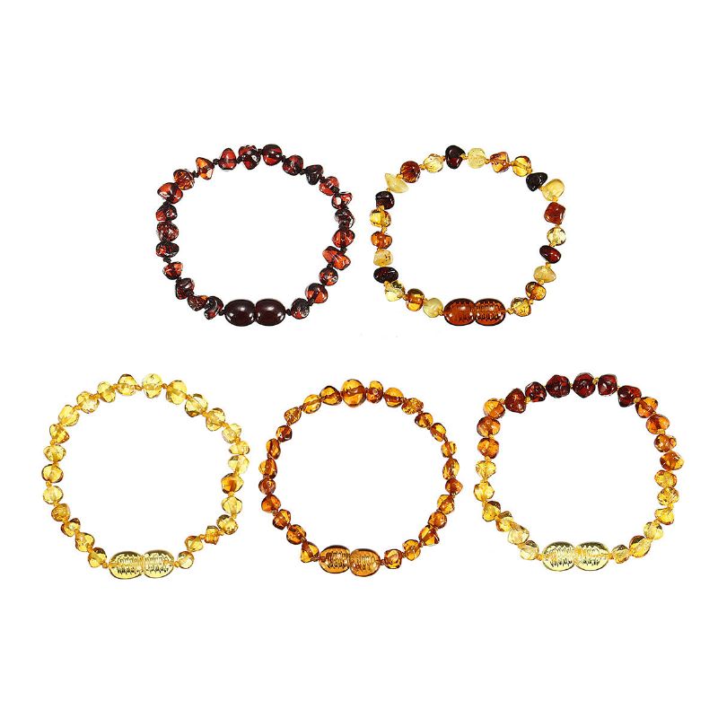 Pulseras De Ámbar Natural Multicolor De Moda Cadena Pulsera Elástica De Ámbar De Moda Regalo Para Niñas Mujeres