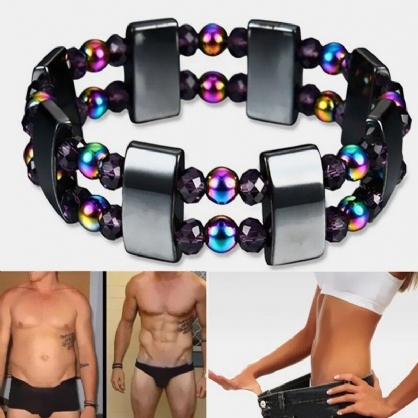 Pulseras De Cálculos Biliares Negros Magnéticos De Doble Capa Pulseras De Adelgazamiento Unisex Coloridas De Piedra Natural Joyería Para El Cuidado De La Salud