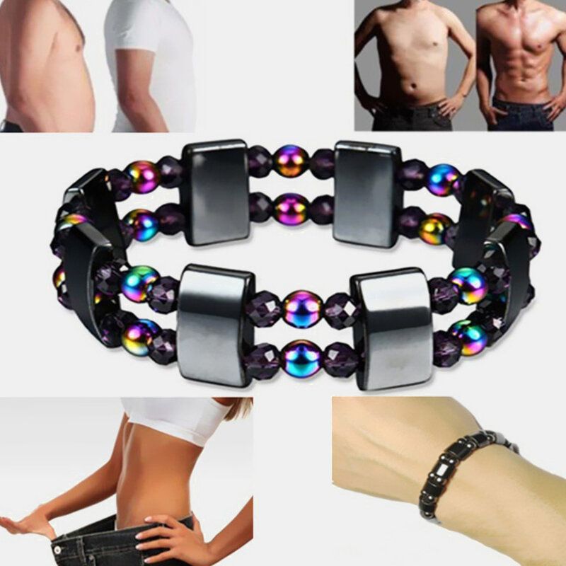 Pulseras De Cálculos Biliares Negros Magnéticos De Doble Capa Pulseras De Adelgazamiento Unisex Coloridas De Piedra Natural Joyería Para El Cuidado De La Salud