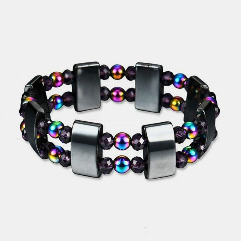 Pulseras De Cálculos Biliares Negros Magnéticos De Doble Capa Pulseras De Adelgazamiento Unisex Coloridas De Piedra Natural Joyería Para El Cuidado De La Salud