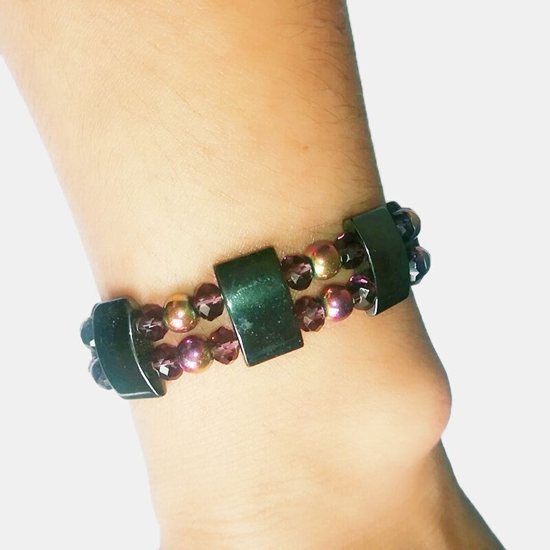 Pulseras De Cálculos Biliares Negros Magnéticos De Doble Capa Pulseras De Adelgazamiento Unisex Coloridas De Piedra Natural Joyería Para El Cuidado De La Salud