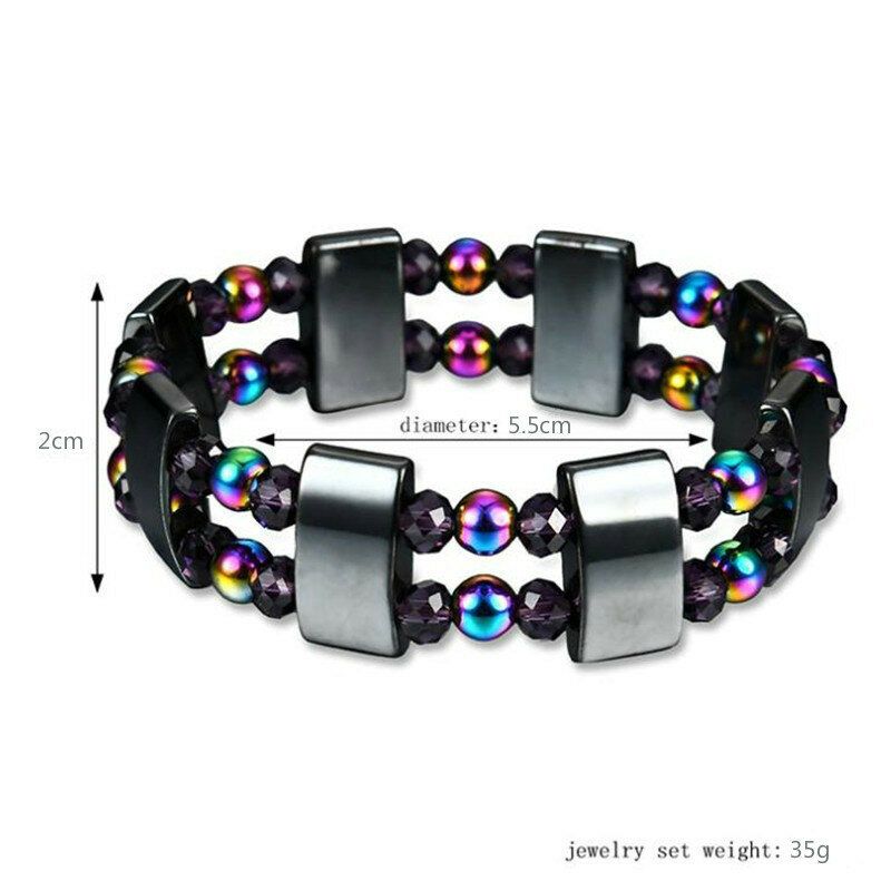 Pulseras De Cálculos Biliares Negros Magnéticos De Doble Capa Pulseras De Adelgazamiento Unisex Coloridas De Piedra Natural Joyería Para El Cuidado De La Salud