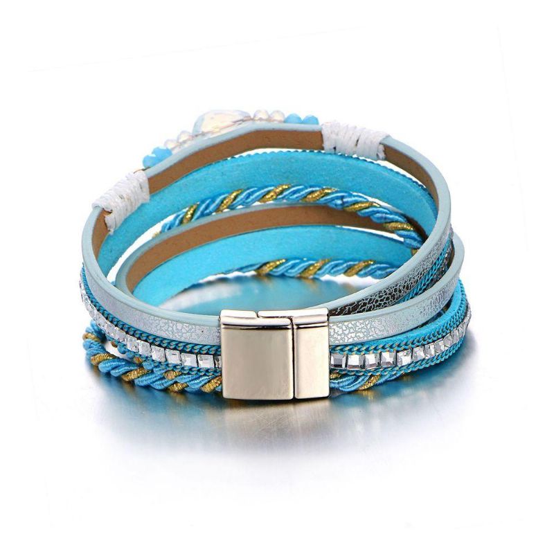 Pulseras De Cuentas De Cristal Multicapa Bohemias Pulsera De Cadena De Cuerda Trenzada Joyería Étnica Para Mujeres