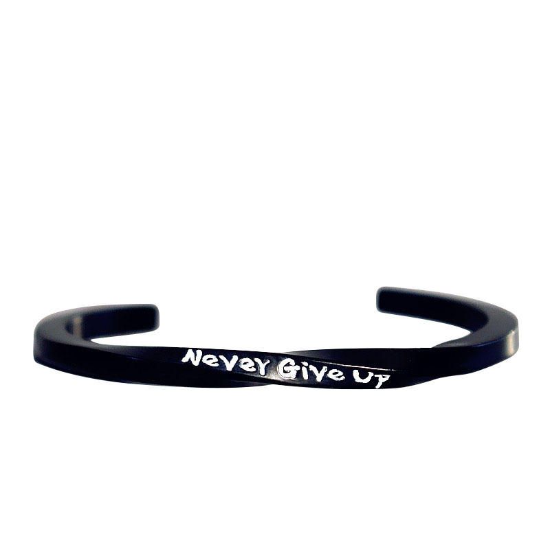 Pulseras De Puño Para Hombre De Mujer Mobius Band Never Give Up Pulsera De Brazalete En Espiral Grabada Para Pareja