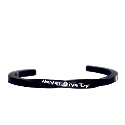 Pulseras De Puño Para Hombre De Mujer Mobius Band Never Give Up Pulsera De Brazalete En Espiral Grabada Para Pareja