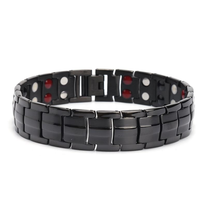 Punk Acero Inoxidable 4 En 1 Pulsera De Terapia Magnética Fuerte Joyería Curativa Para Hombres