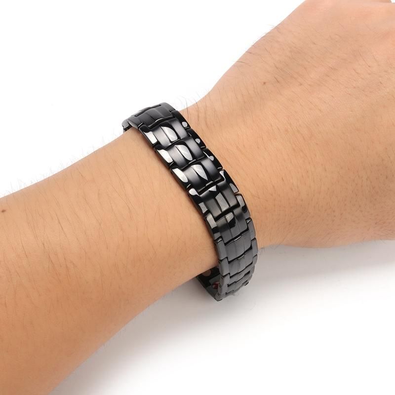 Punk Acero Inoxidable 4 En 1 Pulsera De Terapia Magnética Fuerte Joyería Curativa Para Hombres