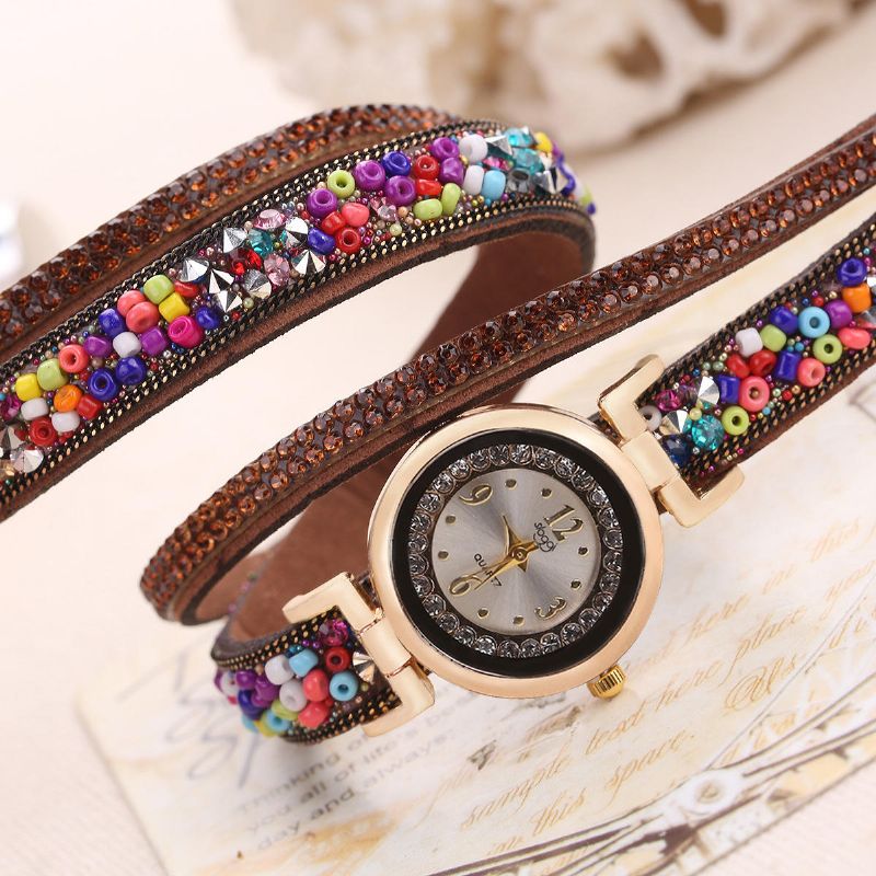 Sloggi Pulsera De Cuerda De Piedra Colorida Reloj Pulsera Femenina De Cuerda De Diamante