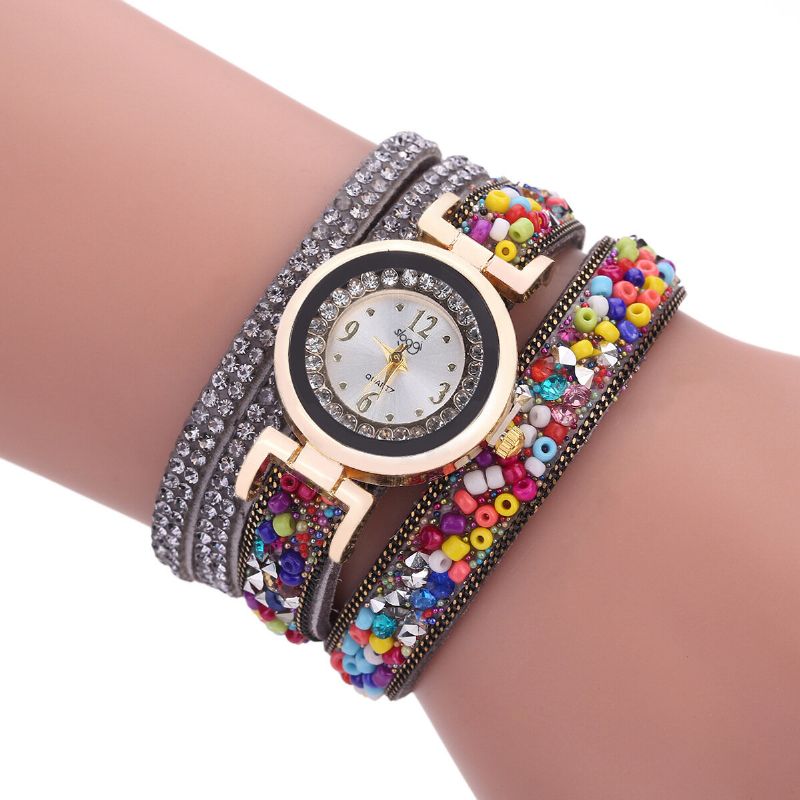 Sloggi Pulsera De Cuerda De Piedra Colorida Reloj Pulsera Femenina De Cuerda De Diamante