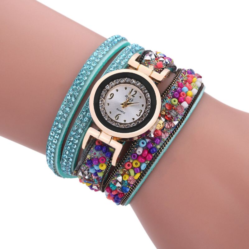 Sloggi Pulsera De Cuerda De Piedra Colorida Reloj Pulsera Femenina De Cuerda De Diamante