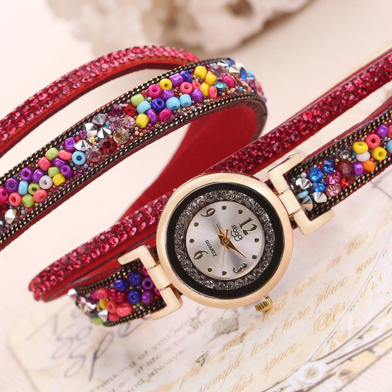 Sloggi Pulsera De Cuerda De Piedra Colorida Reloj Pulsera Femenina De Cuerda De Diamante