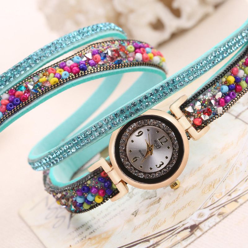 Sloggi Pulsera De Cuerda De Piedra Colorida Reloj Pulsera Femenina De Cuerda De Diamante