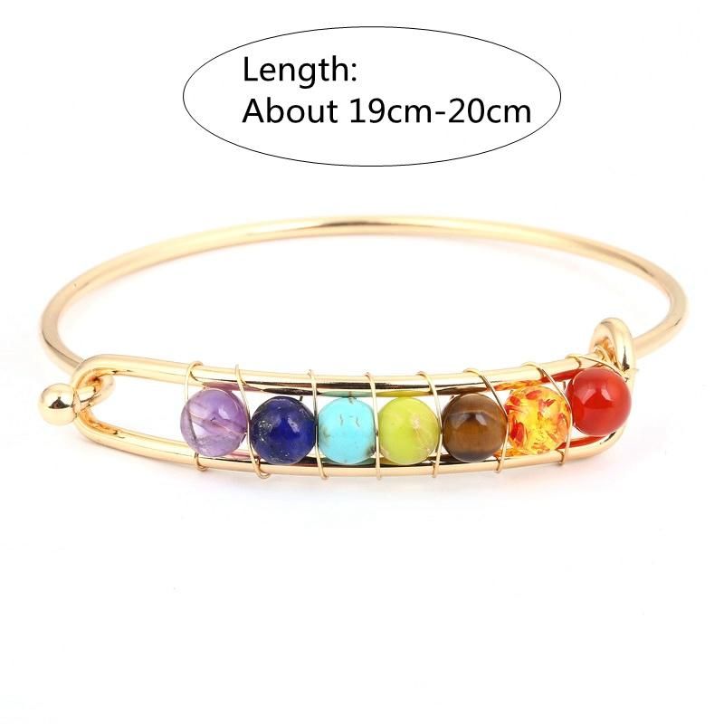 Yoga Balance 7 Chakra Cuentas De Colores Bola Brazalete De Cristal Pulsera De La Amistad De Oro Para Mujeres