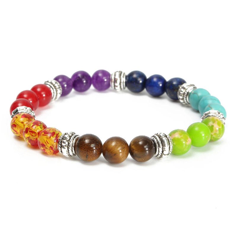 Yoga Chakra 7 Piedra Budista Oración Mara Amatista Pulsera De Cuentas De Cristal