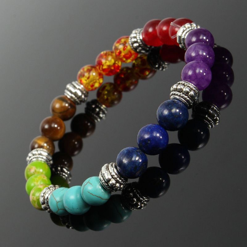 Yoga Chakra 7 Piedra Budista Oración Mara Amatista Pulsera De Cuentas De Cristal