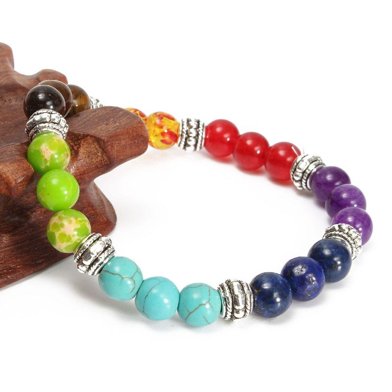 Yoga Chakra 7 Piedra Budista Oración Mara Amatista Pulsera De Cuentas De Cristal