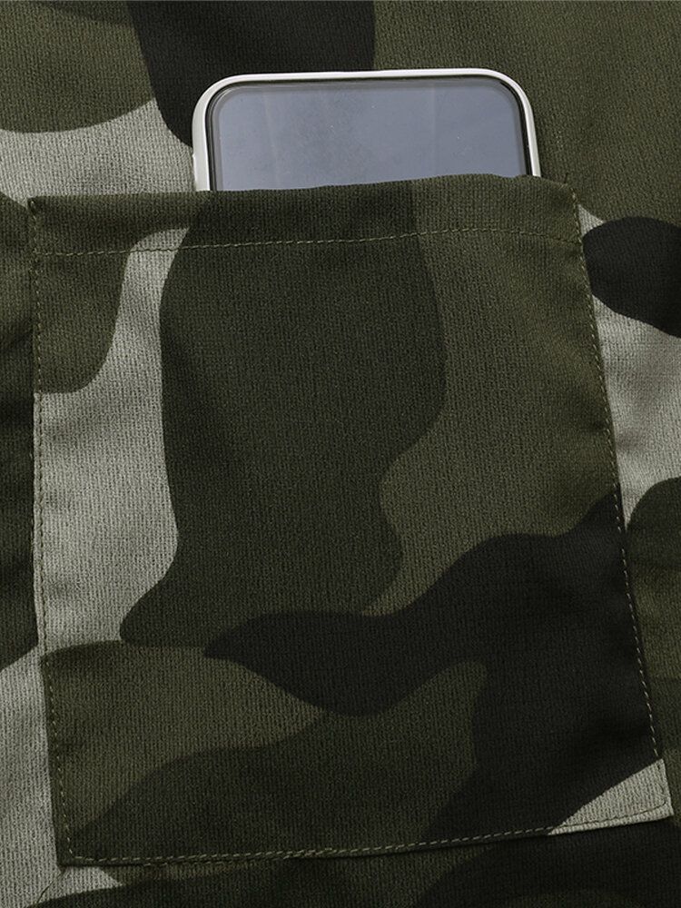 Mono Holgado De Pantalones Harem Sin Mangas Con Estampado De Camuflaje Suelto Para Mujer Con Bolsillos Laterales