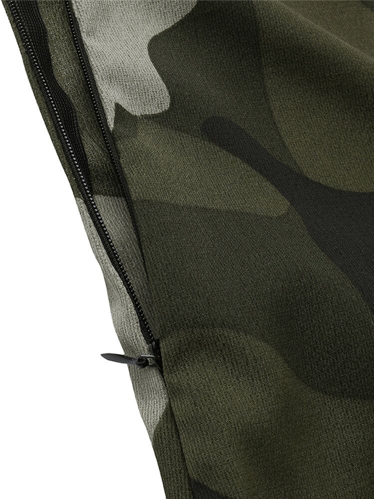 Mono Holgado De Pantalones Harem Sin Mangas Con Estampado De Camuflaje Suelto Para Mujer Con Bolsillos Laterales