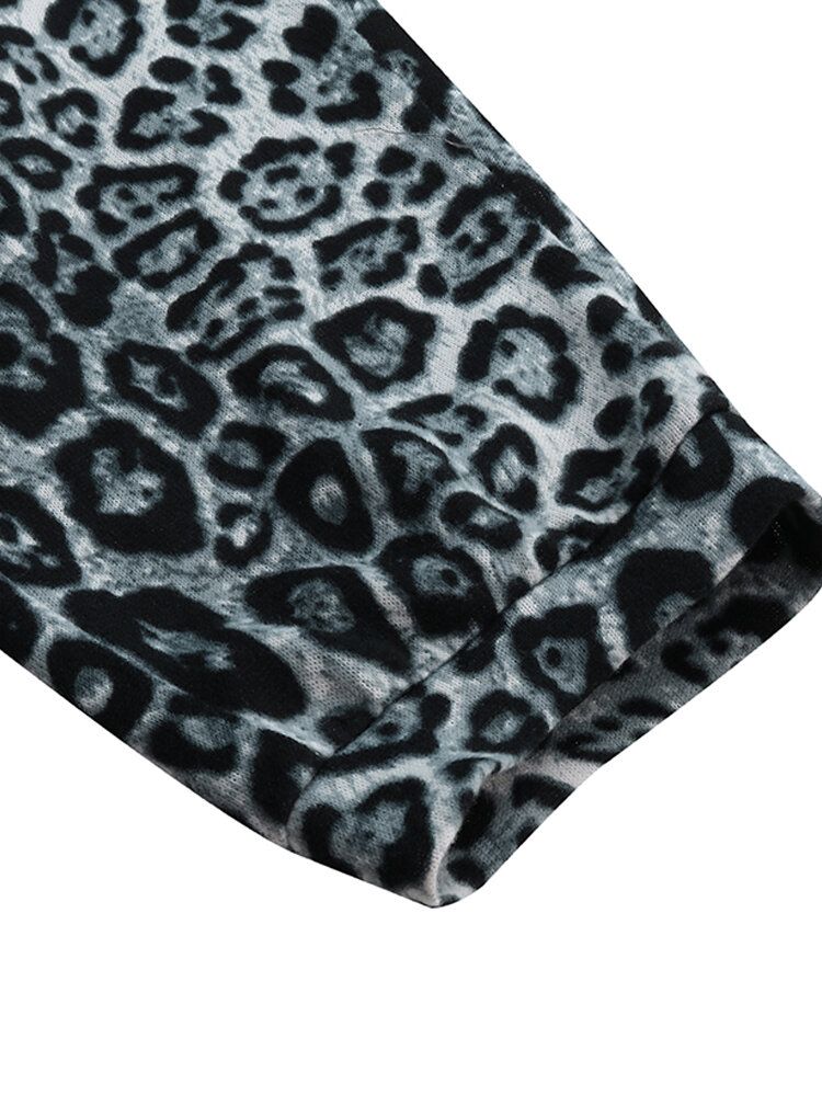 Monos Harem Sin Mangas Con Cuello En V Monos De Bolsillo Con Estampado Animal De Leopardo Para Mujeres