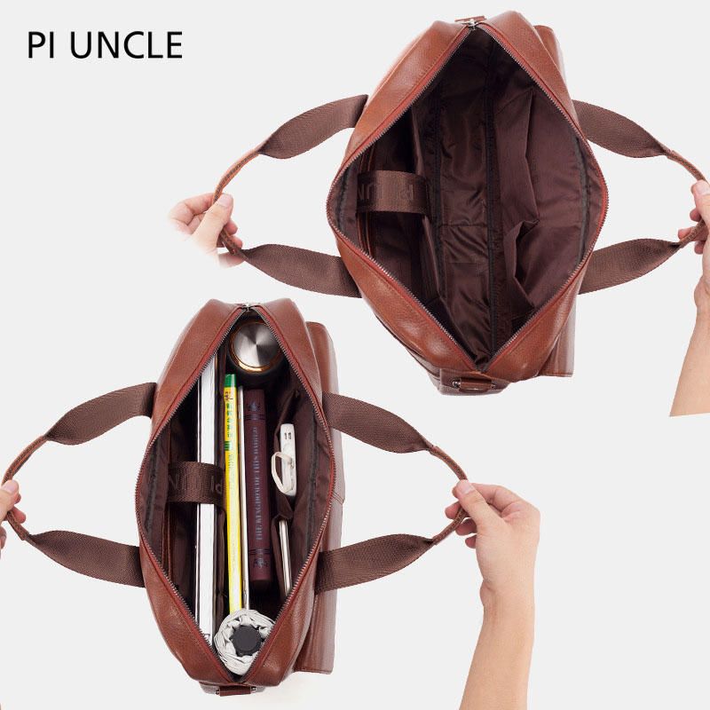 Bolso Bandolera De Cuero Genuino De Gran Capacidad Para Hombre