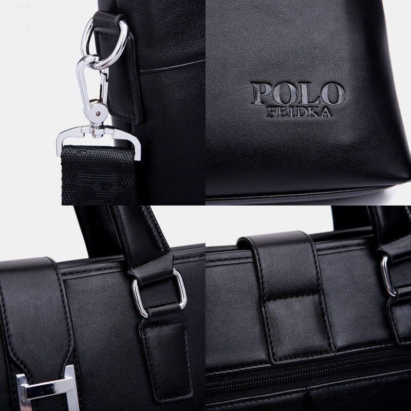 Bolso Bandolera De Cuero Sintético Para Hombre De 14 Pulgadas Maletines Bolso Bandolera De Gran Capacidad