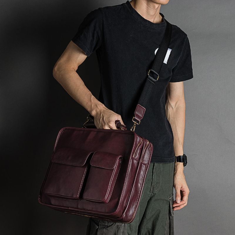 Bolso Bandolera De Lujo De Cuero Sintético Vintage Para Hombre