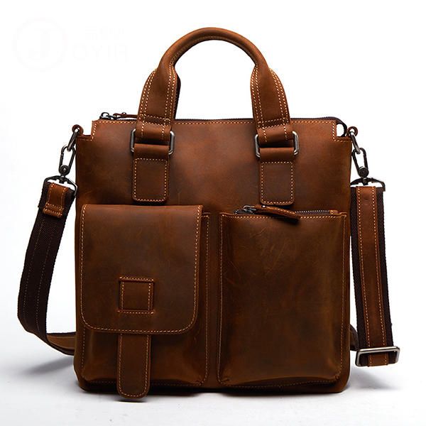 Bolso Bandolera Retro De Cuero Genuino Para Hombre Bolso Bandolera Informal De Negocios Maletín