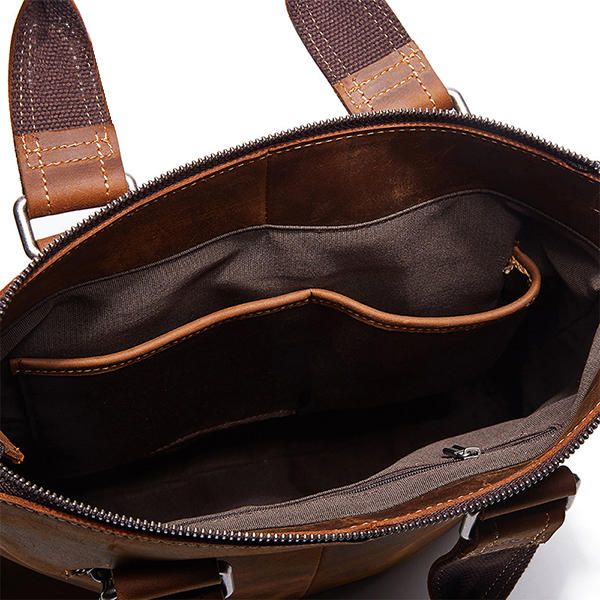 Bolso Bandolera Retro De Cuero Genuino Para Hombre Bolso Bandolera Informal De Negocios Maletín