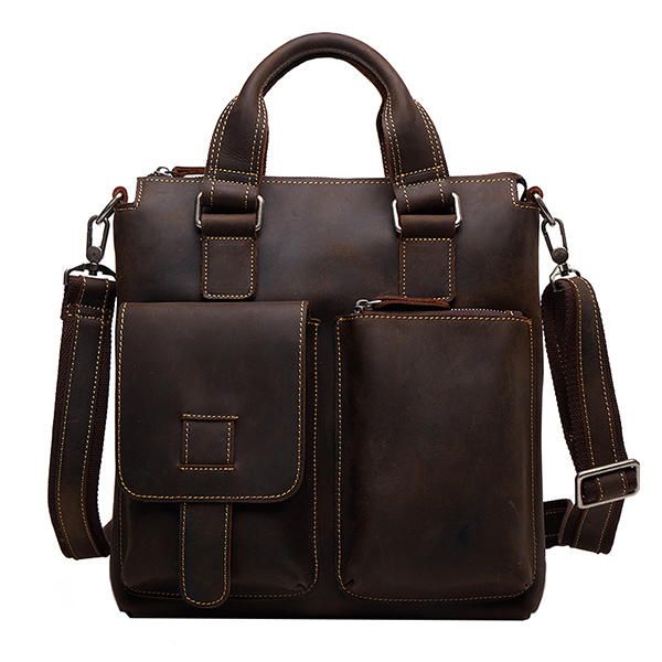 Bolso Bandolera Retro De Cuero Genuino Para Hombre Bolso Bandolera Informal De Negocios Maletín