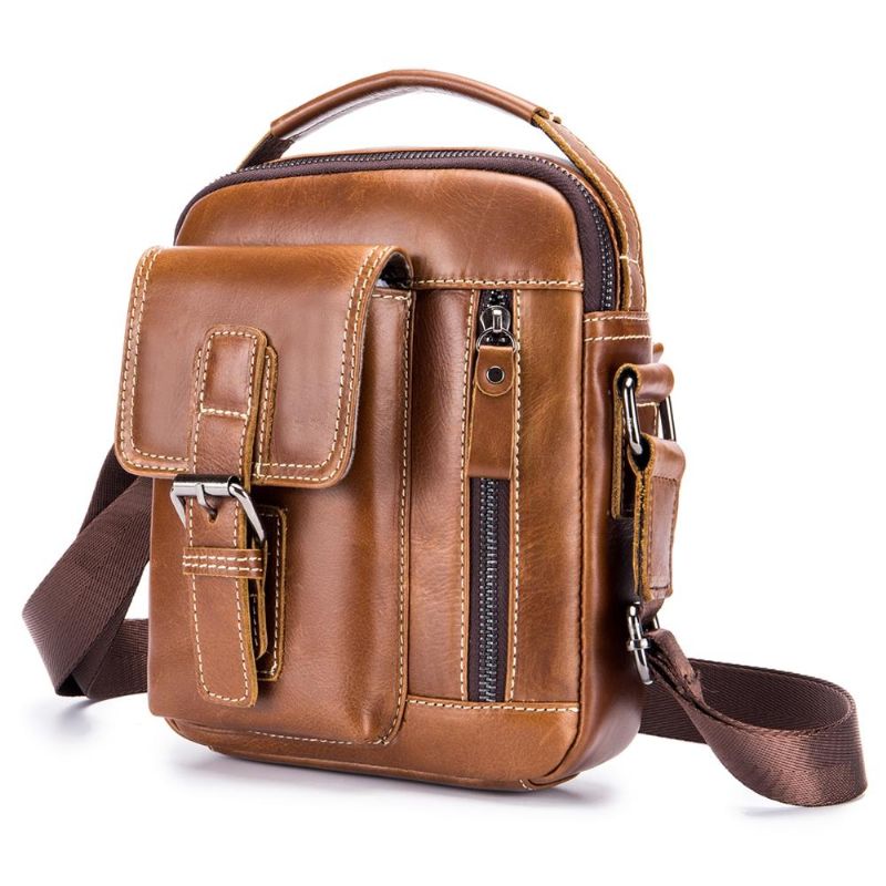 Bolso De Cuero Clásico Para Hombre Con Bandolera Desmontable