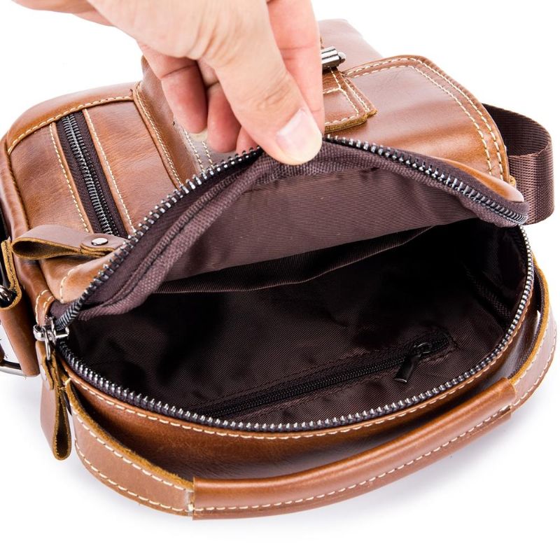 Bolso De Cuero Clásico Para Hombre Con Bandolera Desmontable