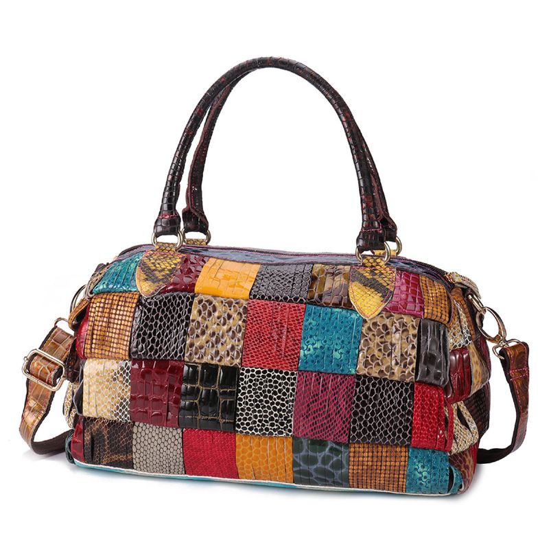 Bolso De Mano De Cuero Genuino Bohemio Para Mujer Bolso Bandolera Bolso De Mano Grande