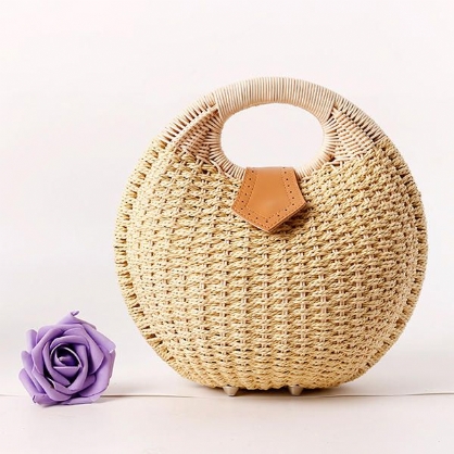 Bolso De Mano De Mujer Nest Bolso De Playa De Verano Bolso De Paja Bolso De Ratán Bolso De Mano