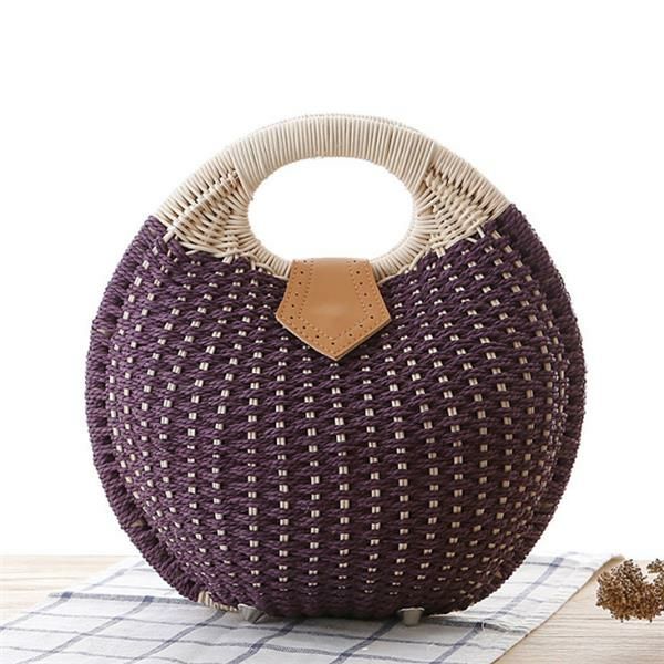 Bolso De Mano De Mujer Nest Bolso De Playa De Verano Bolso De Paja Bolso De Ratán Bolso De Mano