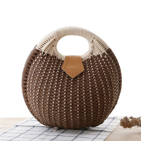 Bolso De Mano De Mujer Nest Bolso De Playa De Verano Bolso De Paja Bolso De Ratán Bolso De Mano