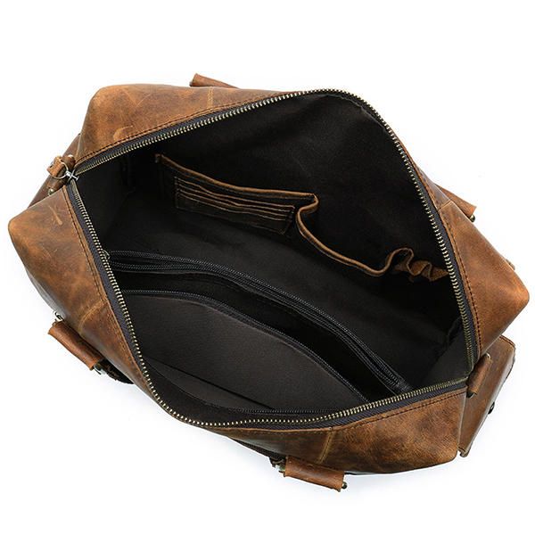 Bolso De Negocios De Viaje Vintage De Cuero Genuino Para Hombres