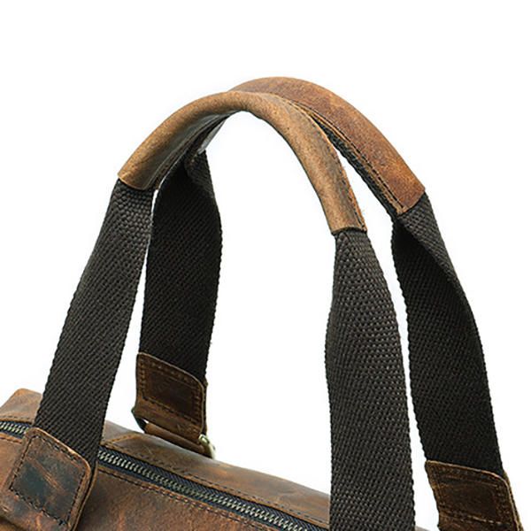 Bolso De Negocios De Viaje Vintage De Cuero Genuino Para Hombres