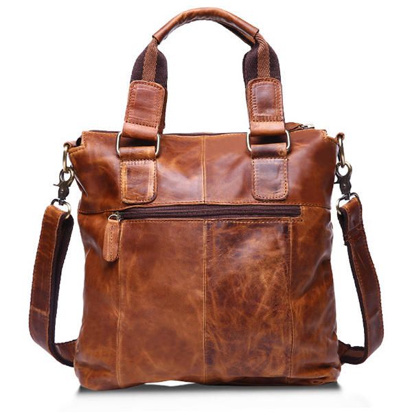 Bolso Retro Para Hombre Bolso De Negocios De Moda Bolso De Hombro De Cuero Real Duradero