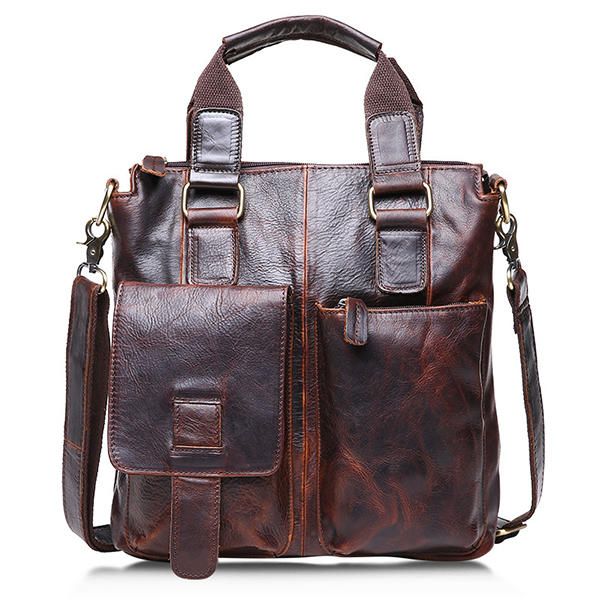 Bolso Retro Para Hombre Bolso De Negocios De Moda Bolso De Hombro De Cuero Real Duradero