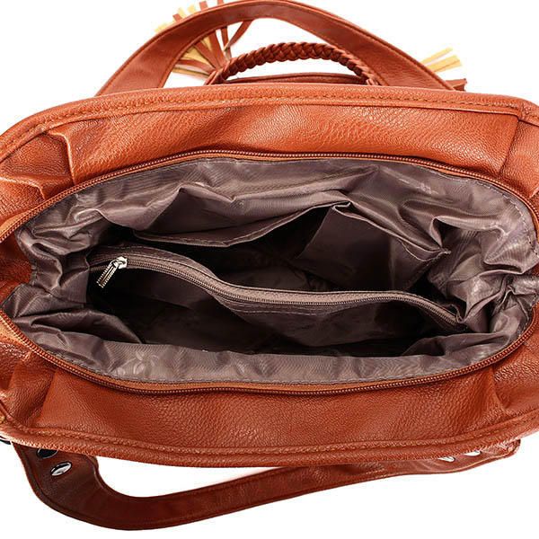 Bolsos Con Borlas Retro Para Mujer Bolsos De Hombro Casuales Para Mujer Bolsos De Compras A Cuadros