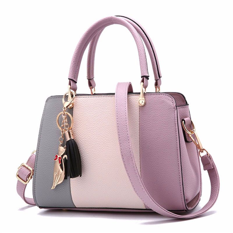 Costura De Cuero Pu Monederos Y Bolso De Mano Bolso De Hombro Informal Bolso Cálido Y Dulce Con Borlas Para Mujeres Todos Los Días