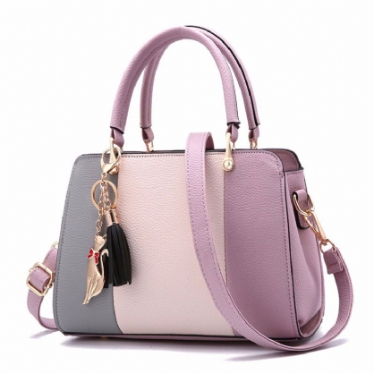 Costura De Cuero Pu Monederos Y Bolso De Mano Bolso De Hombro Informal Bolso Cálido Y Dulce Con Borlas Para Mujeres Todos Los Días