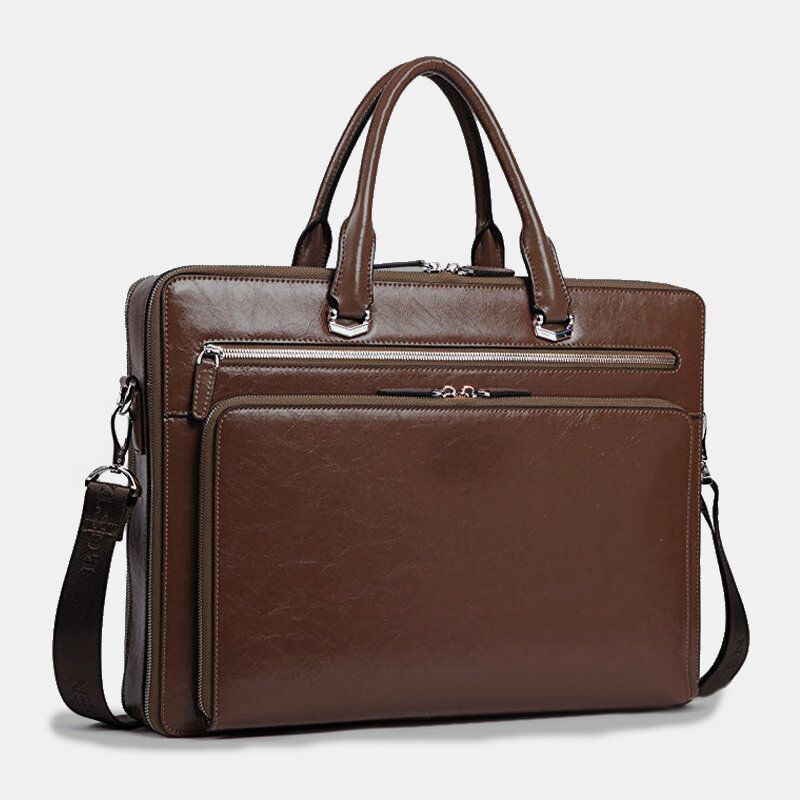 Hombre Faux Leather Multifunción Multibolsillos 15.6 Pulgadas Bolsa Para Computadora Portátil Maletines Bolso Bandolera