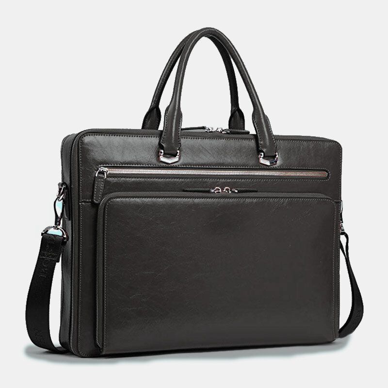 Hombre Faux Leather Multifunción Multibolsillos 15.6 Pulgadas Bolsa Para Computadora Portátil Maletines Bolso Bandolera