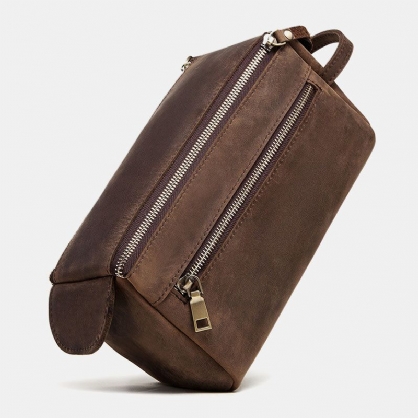 Hombres De Cuero Genuino De Gran Capacidad Retro Business Storage Bag Travel Bag Bolso