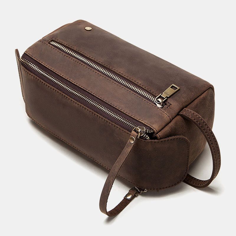 Hombres De Cuero Genuino De Gran Capacidad Retro Business Storage Bag Travel Bag Bolso