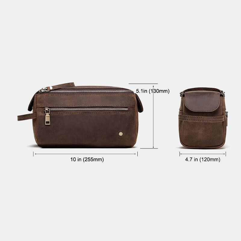 Hombres De Cuero Genuino De Gran Capacidad Retro Business Storage Bag Travel Bag Bolso