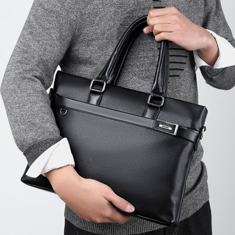 Hombres De Negocios De Cuero De Imitación De 15.6 Pulgadas Bolso Para Computadora Portátil Maletines Bolso Bandolera